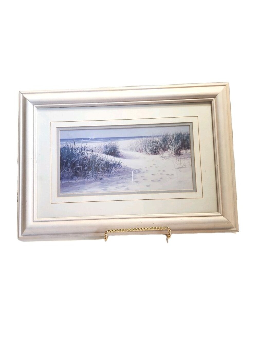 Jacqueline Penney Signed Print Beach Dune Ocean With Boats 10x16 Portrait